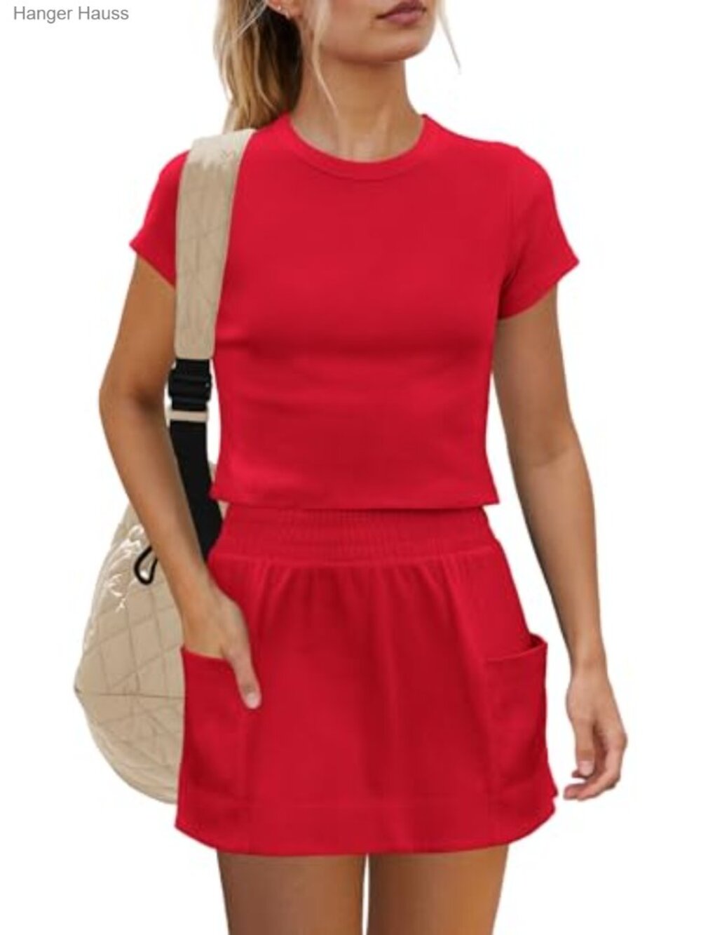 Women's 2 Piece Tennis Skirt Set with Pockets Athletic Lounge Wear